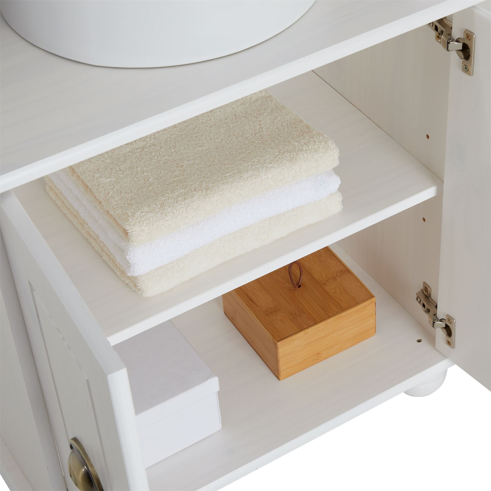 Waschbeckenunterschrank COLMAR mit 2 | mobilia24 weiß in Fächer