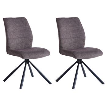 Lot de 2 chaises de salle à manger TAURUS en tissu brun