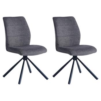 Lot de 2 chaises de salle à manger TAURUS en tissu gris