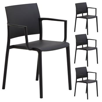 Lot de 4 chaises de jardin TERRA en plastique noir