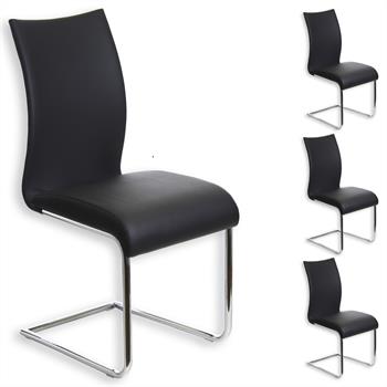 Lot de 4 chaises ALADINO, en synthétique noir