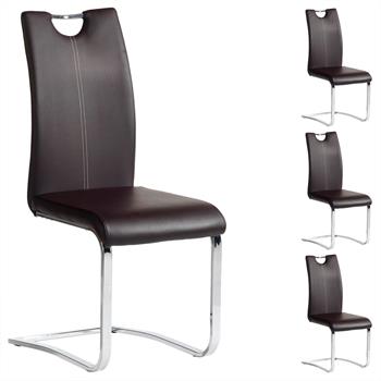 Lot de 4 chaises SABA, en synthétique brun