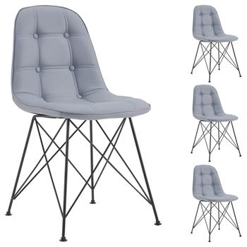 Lot de 4 chaises IMRAN, en synthétique gris