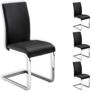 Lot de 4 chaises LETICIA, en synthétique noir