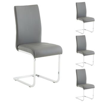 Lot de 4 chaises LETICIA, en synthétique gris