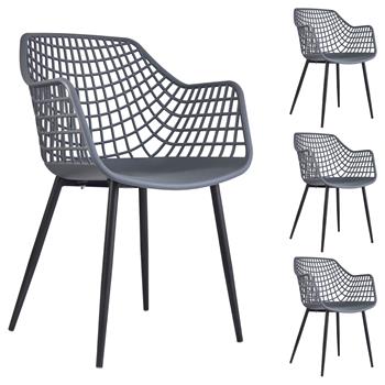 Lot de 4 chaises LUCIA, en plastique gris foncé