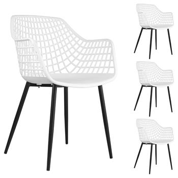 Lot de 4 chaises LUCIA, en plastique blanc