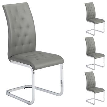 Lot de 4 chaises CHLOE, en synthétique gris