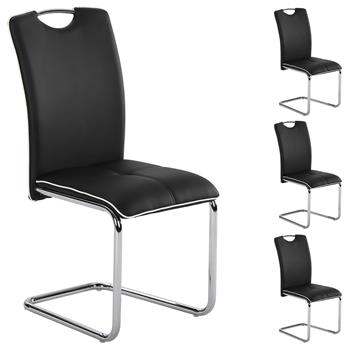 Lot de 4 chaises ELEONORA, en synthétique noir