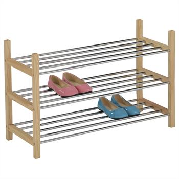 Etagère à chaussures RESA, 3 tablettes, vernis naturel