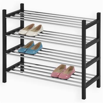 Etagère à chaussures RESA, 4 tablettes, laqué noir