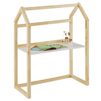 Bureau enfant évolutif TINA en forme de maison, en pin massif naturel et blanc