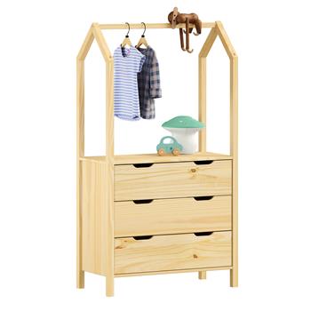 Commode AMIRA type Montessori, avec 3 tiroirs, en pin massif naturel