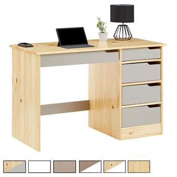 Schreibtisch HUGO in Kiefer massiv mit 5 Schubladen