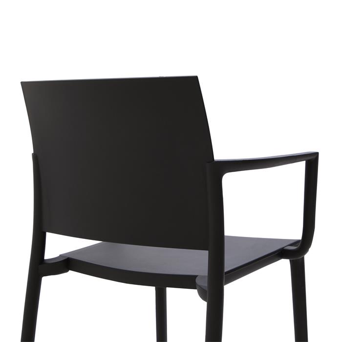 Lot de 4 chaises de jardin TERRA en plastique noir