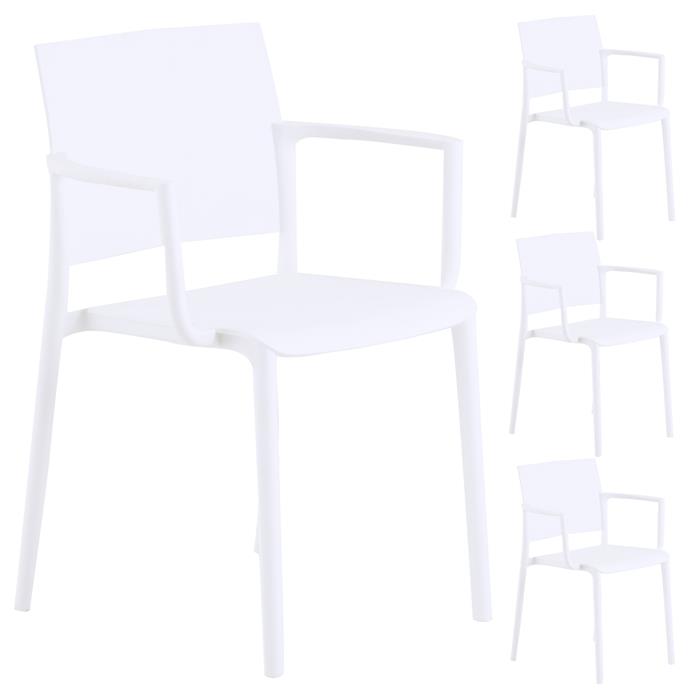 Lot de 4 chaises de jardin TERRA en plastique blanc