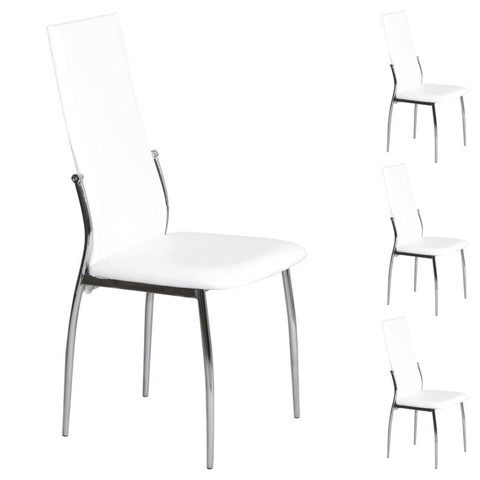 Lot de 4 chaises DORIS, en synthétique blanc