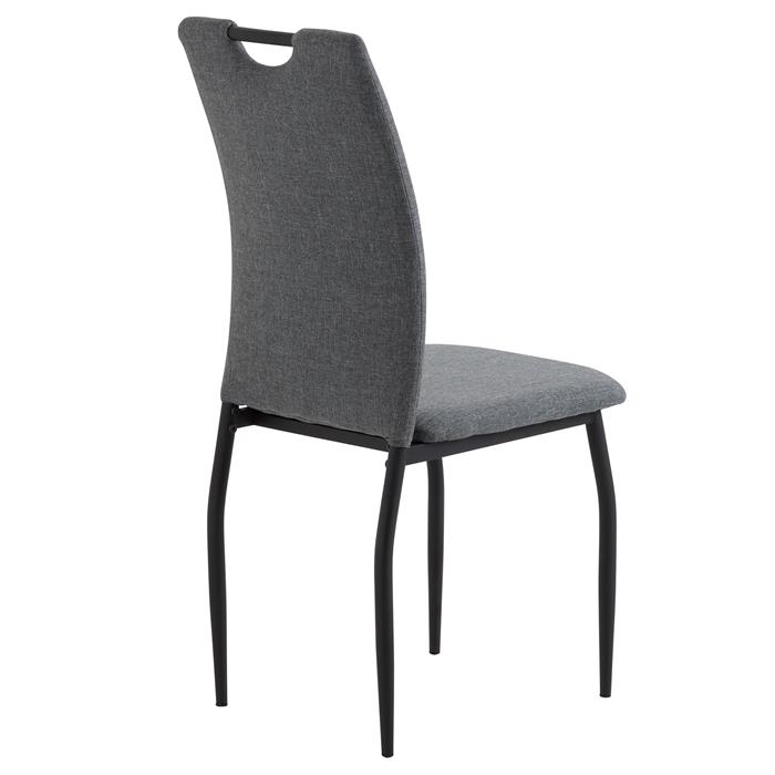 Lot de 4 chaises APOLLO, en tissu gris et piètment en métal noir