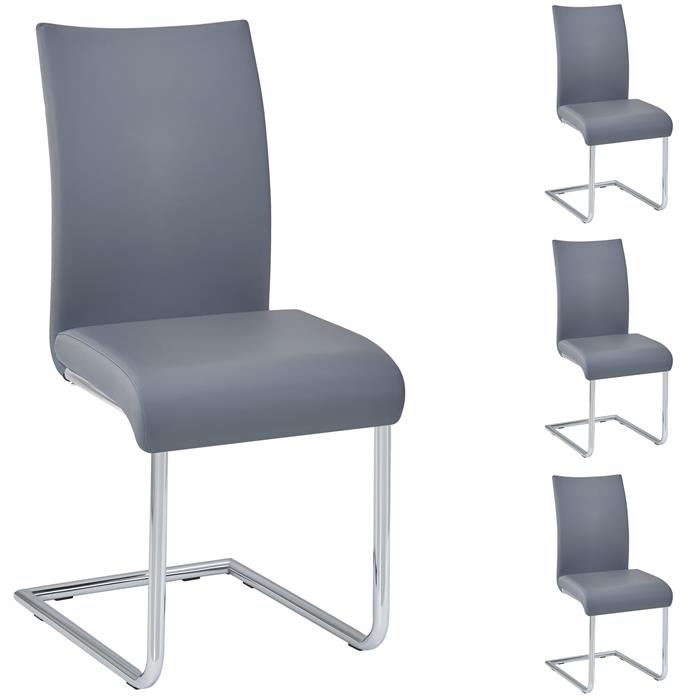 Lot de 4 chaises ALADINO, en synthétique gris