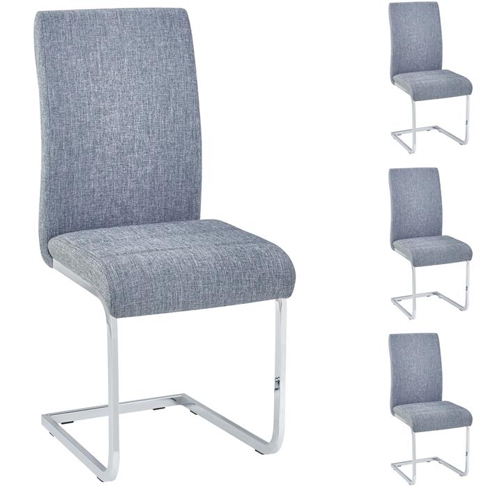 Lot de 4 chaises LETICIA en tissu gris