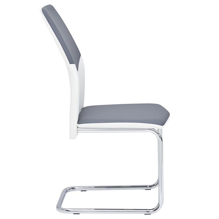 Lot de 4 chaises LEONA, en synthétique blanc et gris