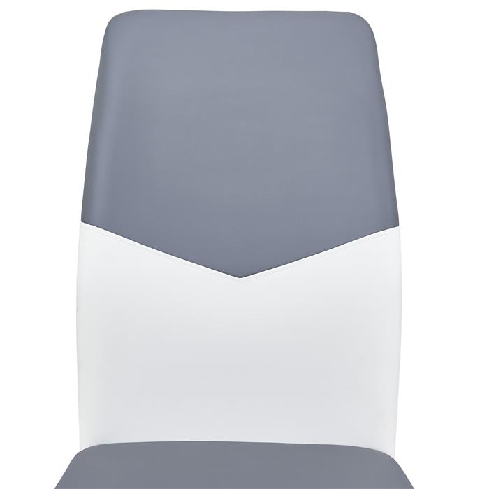 Lot de 4 chaises LEONA, en synthétique blanc et gris