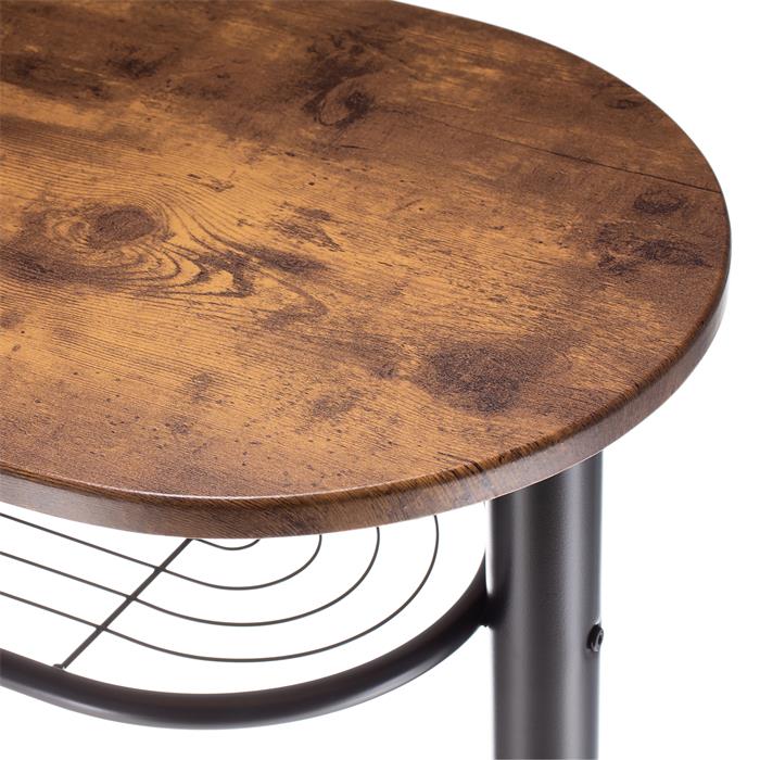 Ensemble table haute de bar et 2 chaises STYLE, décor brun rustique
