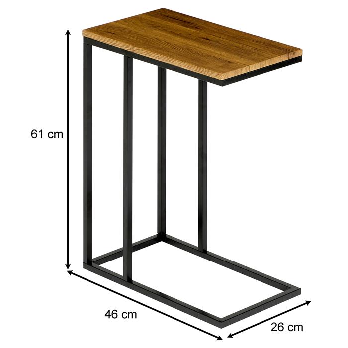 Table d'appoint rectangulaire DEBORA, en métal noir et décor chêne sauvage foncé