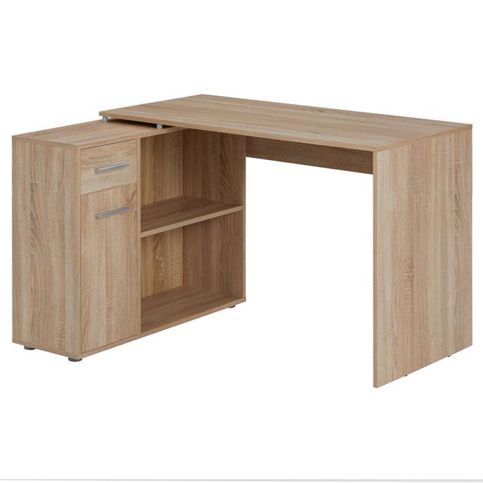 Bureau d'angle ISOTTA avec meuble de rangement, décor chêne sonoma