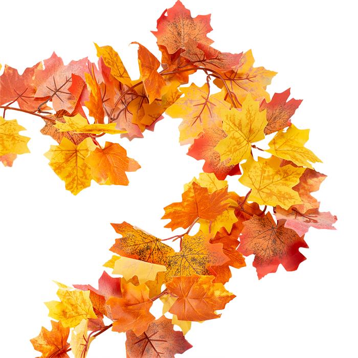 Guirlande décoration HERBST feuilles d'érable artificielles, coloris automne