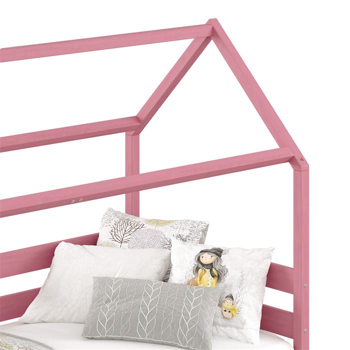 Hausbett FINA in 90 x 200 cm aus massiver Kiefer in rosa