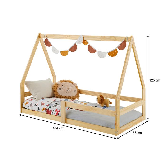 Lit cabane LUSIA 80 x 160 cm, en pin massif naturel