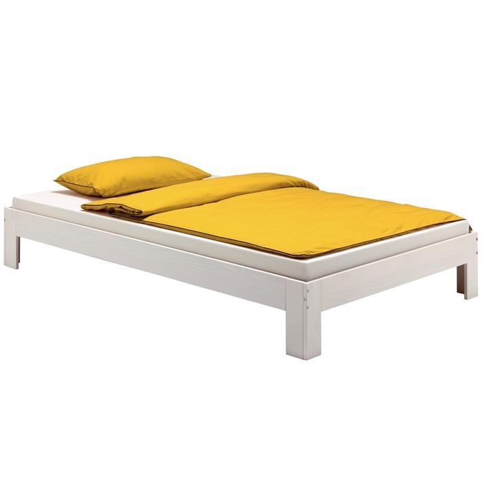 Lit futon THOMAS, en pin massif, 90 x 190 cm, lasuré blanc