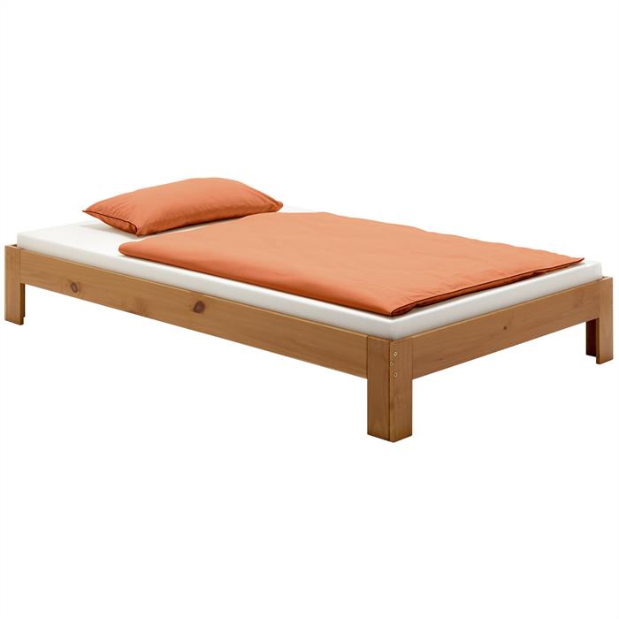 Lit futon THOMAS, en pin massif, 100 x 200 cm, lasuré couleur campagne
