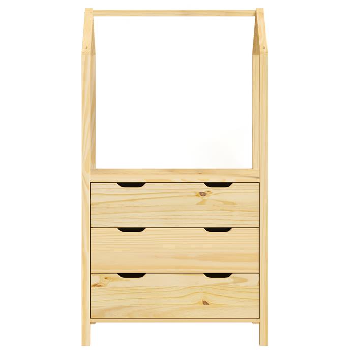 Commode AMIRA type Montessori, avec 3 tiroirs, en pin massif naturel