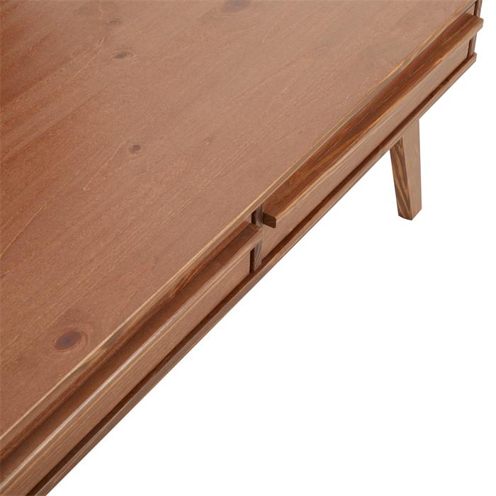 Table basse JONA avec 2 tiroirs, en pin massif lasuré brun foncé