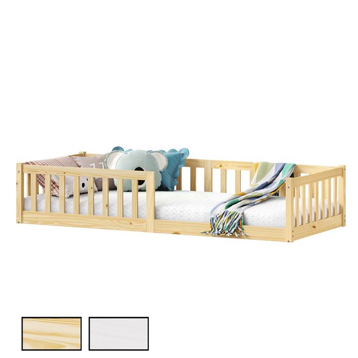 Lit enfant GUSTAVO type Montessori, couchage 90x200 cm, en pin massif