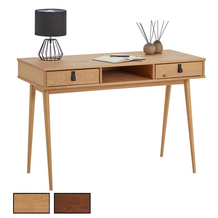 Schreibtisch KIM mit 2 Schubladen, aus Kiefer massiv in verschiedenen Farben