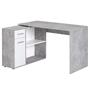 Bureau d'angle ISOTTA avec meuble de rangement, décor béton et blanc mat