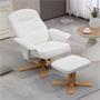 Fauteuil de relaxation avec repose-pieds CHARLY, en tissu blanc