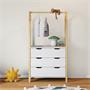 Commode AMIRA type Montessori, avec 3 tiroirs, en pin massif naturel et blanc